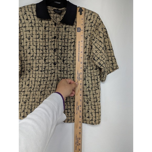 Vintage Leger Tan Black Abstract Grid Print Shirt and Midi Skirt Set Size 5/6 - Picture 5 of 11